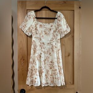 Blu Pepper Cream Floral Square Neck Puff Sleeve Dress Size M